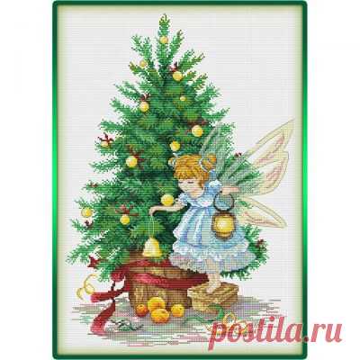 Новогодняя фея- схема вышивки крестом новогодняя фея