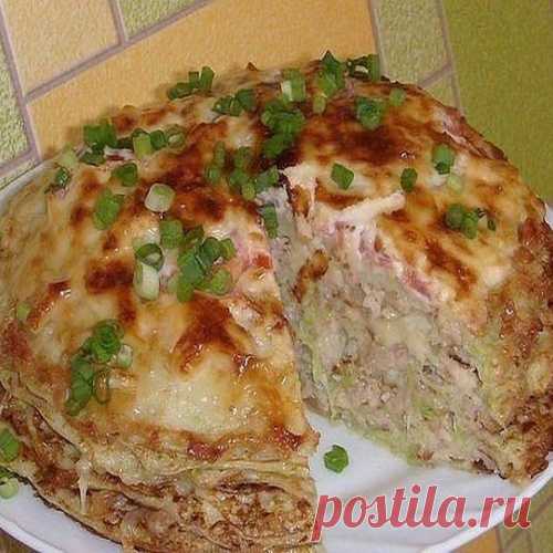 Кабачково-сырный тортик с мясом