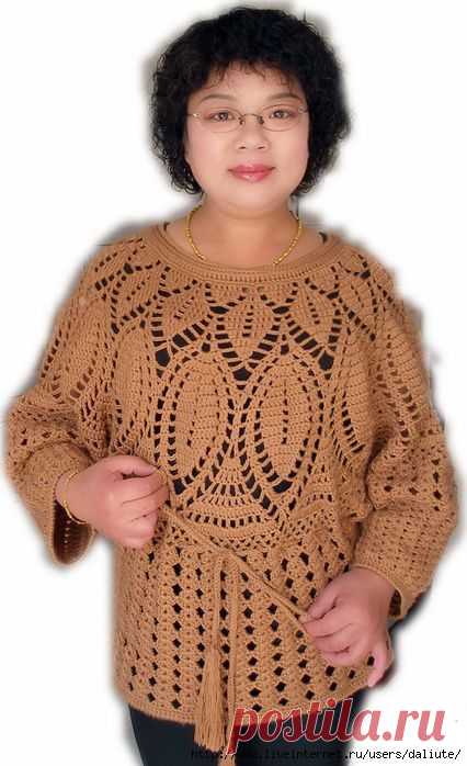 Кофточка крючком из кружевной салфетки (Китай). Идея. /