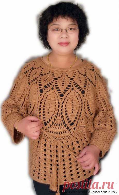 Кофточка крючком из кружевной салфетки (Китай). Идея. /
