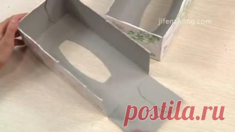 Как связать шарф при помощи коробки