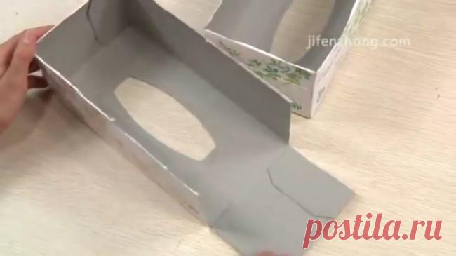 Как связать шарф при помощи коробки