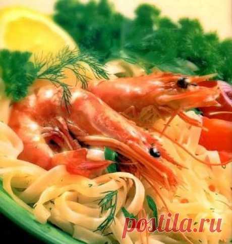 Дары моря. Блюда с креветками.