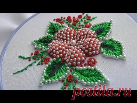 ВЫШИВКА: ПУФ с бисером  \   EMBROIDERY : Puffed with beads  Detached Stitch