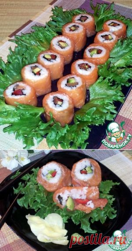 Роллы с лососем, авокадо и болгарским перцем - кулинарный рецепт