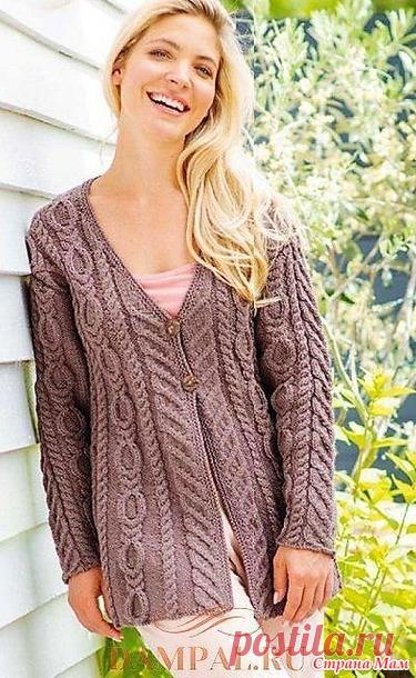 Расклешенный кардиган с аранами. Спицы. - ВЯЗАНАЯ МОДА+ ДЛЯ НЕМОДЕЛЬНЫХ ДАМ - Страна Мам