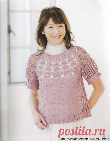 Крючок.Светло-розовая кофта