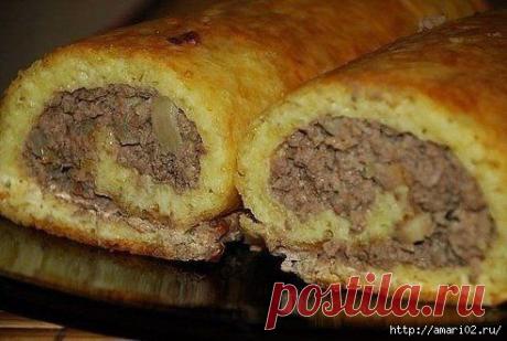 Рулет сырно-мясной.