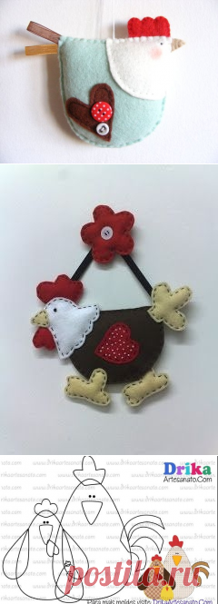 Курочки и петушки из фетра или шаблоны для аппликаций