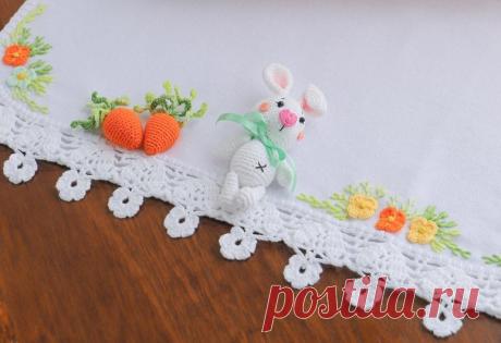 Кролик крючком для пасхального полотенца