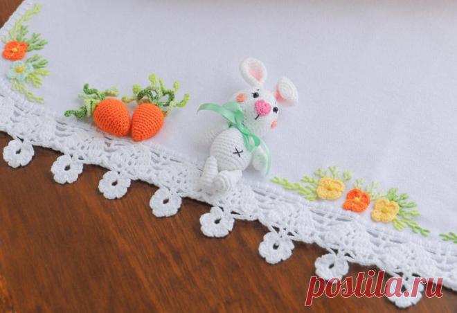 Кролик крючком для пасхального полотенца