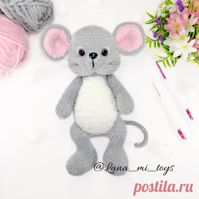 Мастер-класс "Мышонок" от LanaMi toys, схема вязания крючком pdf, мышонок вязаный крючком, мышка схема вязания, Амигуруми схема