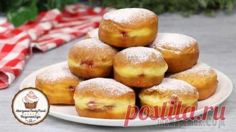 Пончики "Берлинеры" с клубничной начинкой (Берлинские пончики "Pfannkuchen")