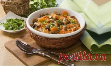 Сезонный рецепт: тушёная тыква с грибами