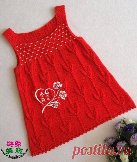 Сарафан спицами для девочки..