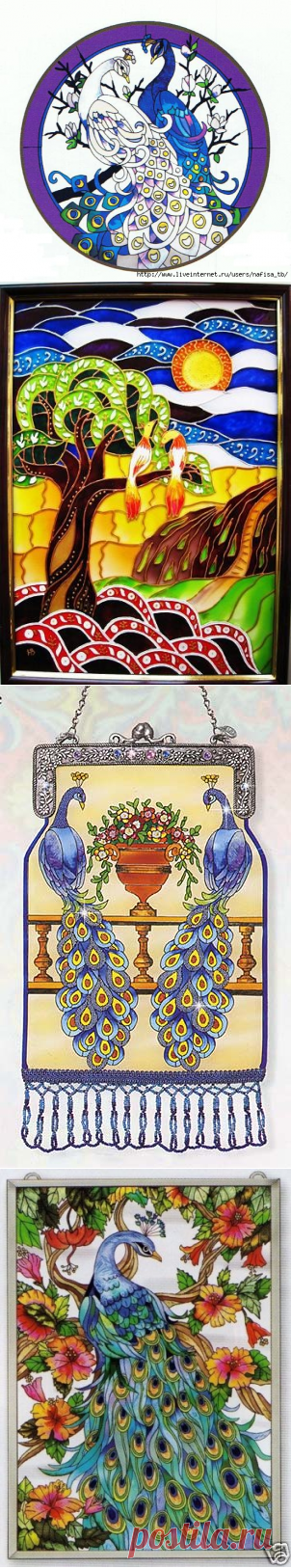 Павлины. Роспись по стеклу, витражи, тиффани. Шаблоны и идеи-1