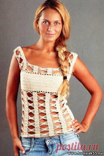 Летние топы, маечки для женщин крючком - Схемы и описания вязаных изделий | «Хомяк55.ру» сайт о вязании