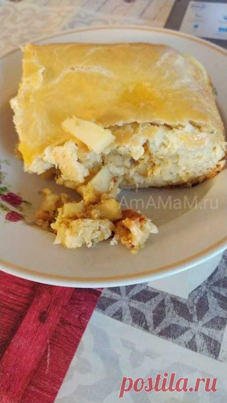 Пирог с рыбой и картошкой (на кефире, бездрожжевое тесто)