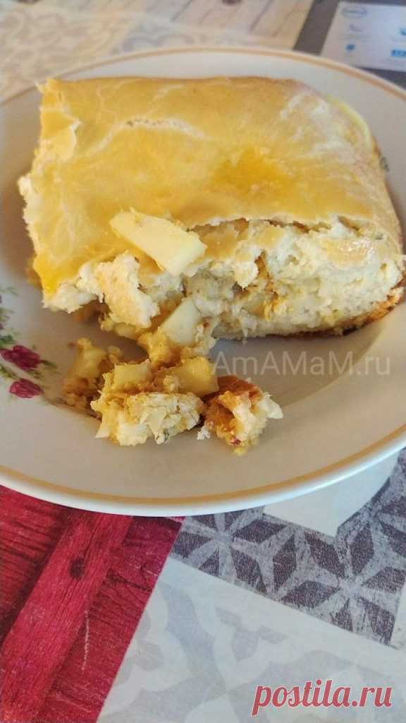 Пирог с рыбой и картошкой (на кефире, бездрожжевое тесто)