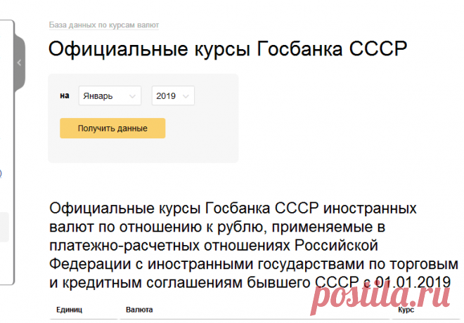 Официальные курсы Госбанка СССР | Банк России