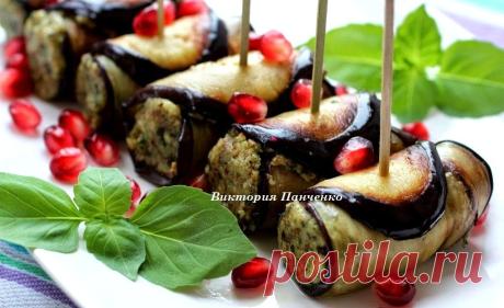 Рулетики из баклажанов с орехами