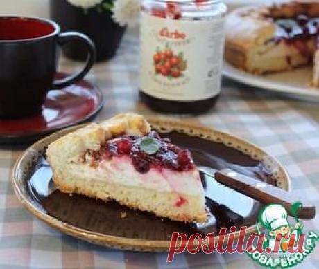 Пирог с творогом и клюквенным соусом - кулинарный рецепт