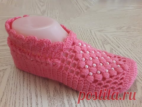 Тапочки - следки крючком № 27.