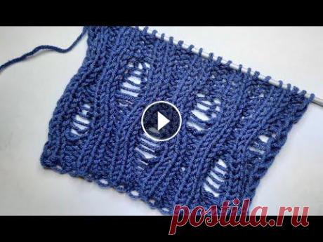 Узор со спущенными петлями на резинке 2х2. Еще один вариант узора со спущенными петлями. Здесь на примере резинки 2х2. Пояснения по схеме для начинающих. Узор лакшери-рвань на лицевой глади Гор...