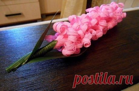 Гиацинт из гофрированной бумаги