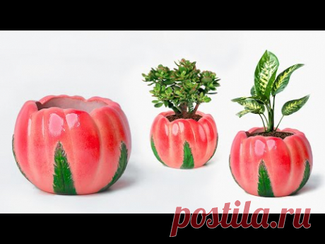 Easy pottery making with cement || Cement flower vase - Cement planter Making - YouTube
