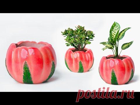 Easy pottery making with cement || Cement flower vase - Cement planter Making - YouTube