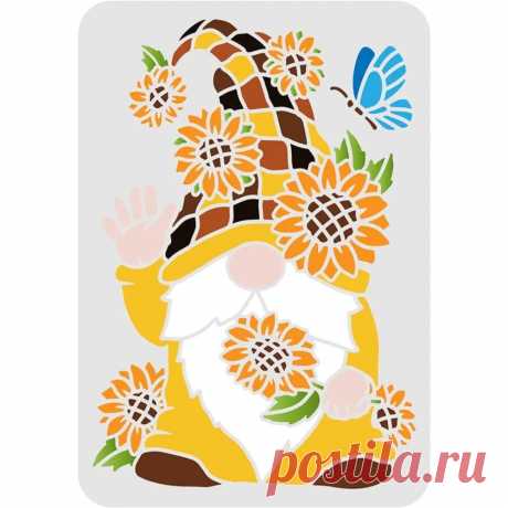 Plantillas de gnomos de girasol de temporada, patrones de Sol de girasol, plantilla de gnomos de vacaciones de temporada, 11,7x8,3 pulgadas - AliExpress