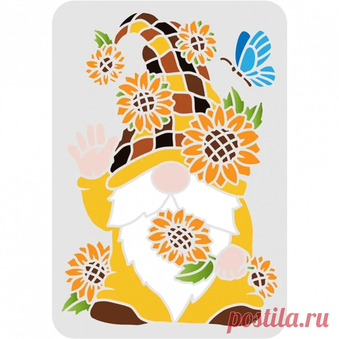 Plantillas de gnomos de girasol de temporada, patrones de Sol de girasol, plantilla de gnomos de vacaciones de temporada, 11,7x8,3 pulgadas - AliExpress