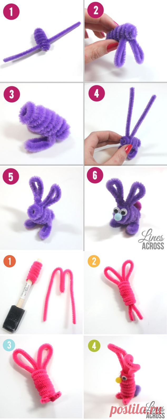 How to Make Pipe Cleaner Bunnies - Lines Across