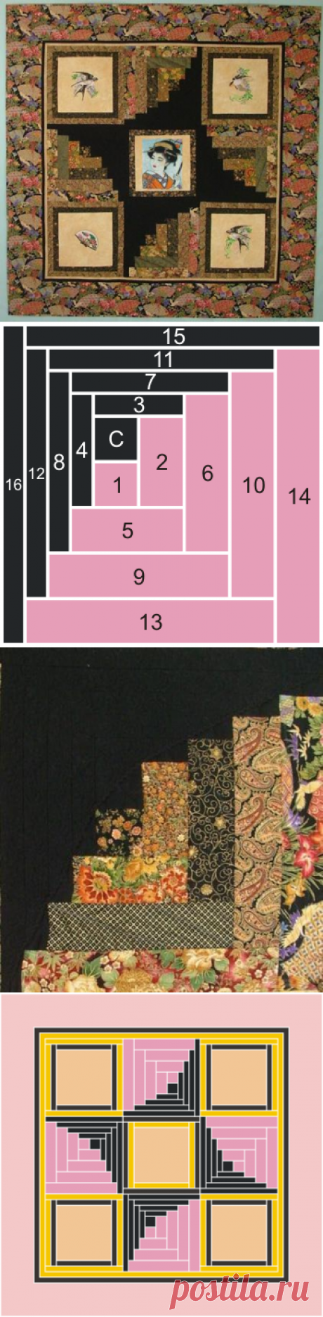 Advanced Embroidery Designs. Oriental Impressions Wall Quilt with Embroidery.