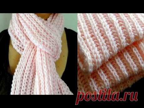 Cómo Tejer BUFANDA PUNTO INGLÉS-REVERSIBLE-BRIOCHE STITCH SCARF 2 Agujas  (365)