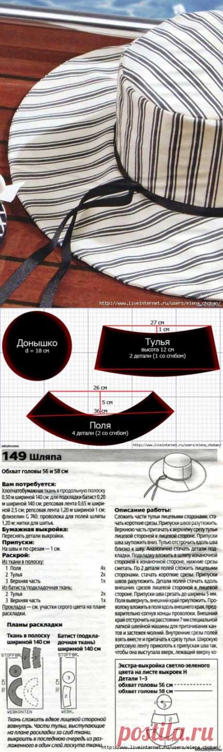 Выкройка шляпы | Подружки