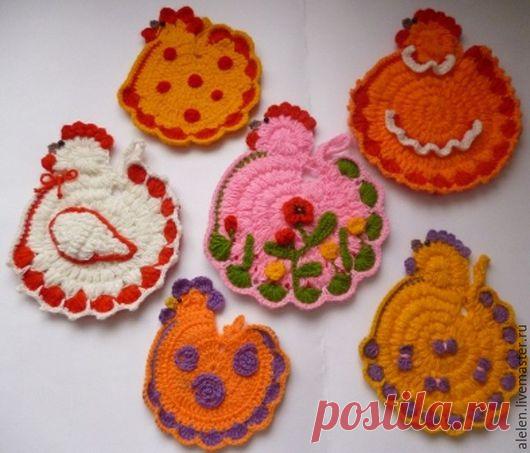 Купить Курица-прихватка. мастер-класс по вязанию крючком - прихватка крючком, оригинальный сувенир, Пасха