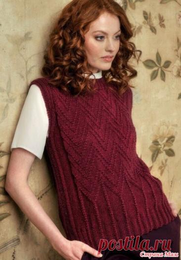 Безрукавка фактурным узором. Спицы. Размеры:  1 (2, 3, 4, 5, 6, 7, 8, 9, 10, 11)  Окружность груди – 76 (81, 86, 91, 96, 102, 107, 112, 117, 122, 127) см,
