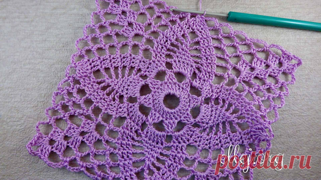 Квадратный ажурный мотив Мастер-класс. Сегодня покажу вам красивый квадратный мотив с рисунком, напоминающим ананасы. Из таких мотивов можно составлять ажурные топы или получить милую квадратную салфеточку ♦ Подробные авторские фото МК, схемы вязания, видеоуроки и описания.