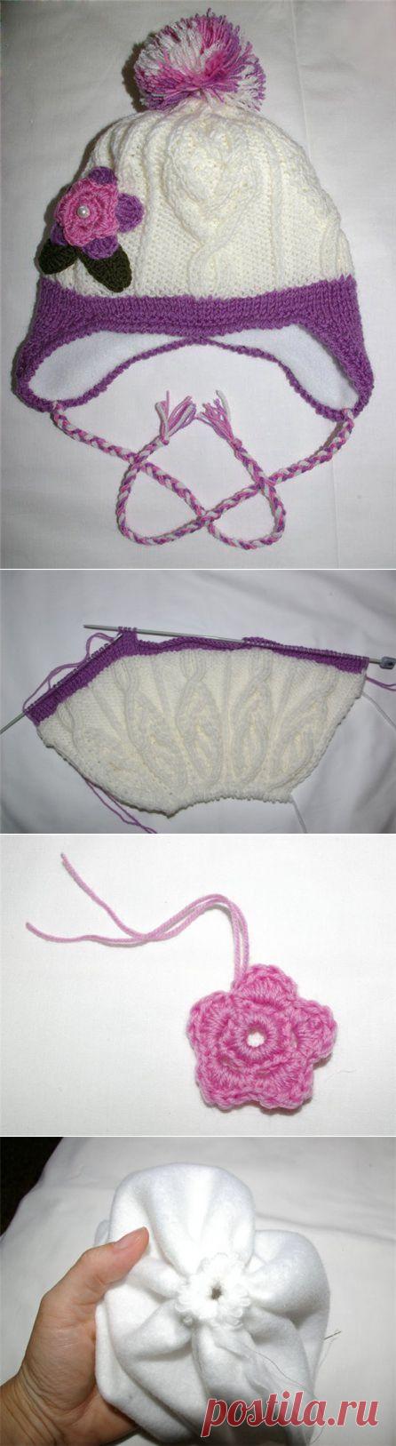 Детские шапочки спицами: мастер класс шапочки на флисовой подкладке