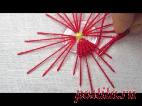 Hand Embroidery, Amazing Button Embroidery, Beautiful Flower Trick