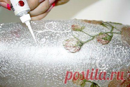 Одноклассники /Декупаж вазы прозрачным моделирующим гелем