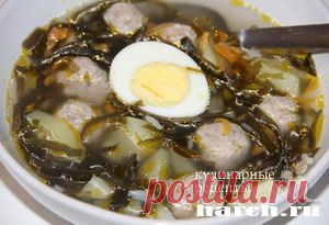 Суп с фрикадельками и морской капустой | Харч.ру - рецепты для любителей вкусно поесть