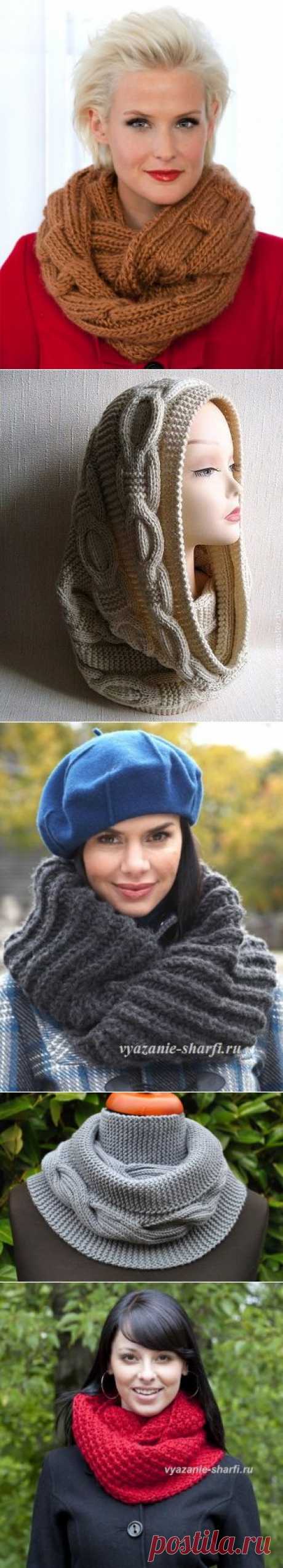 Модные шарфы-СНУДЫ (Snood) спицами