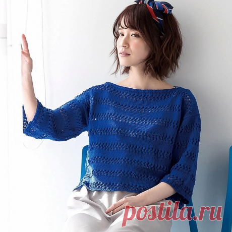 Летний свитерок спицами - KNITTLY.ART