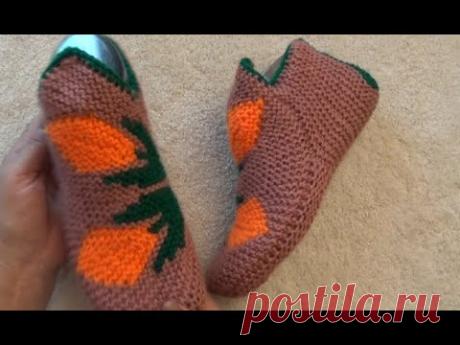 Тапочки с узором "Тюльпаны"