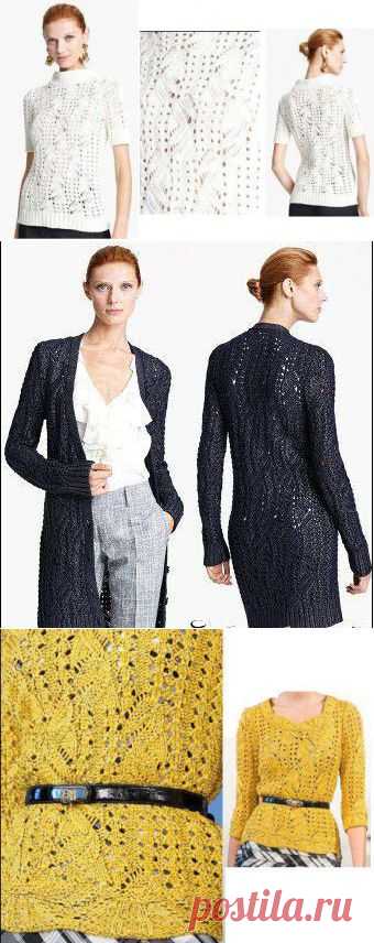 Ажурный пуловер спицами от Oscar de la Renta