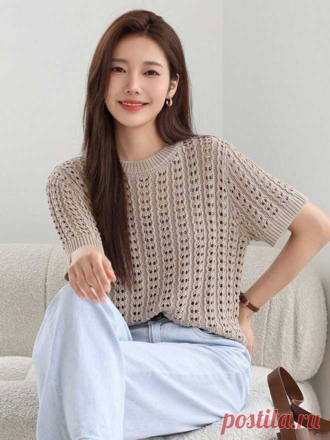 Ажурная футболка спицами. Схема узора. / knittingideas.ru