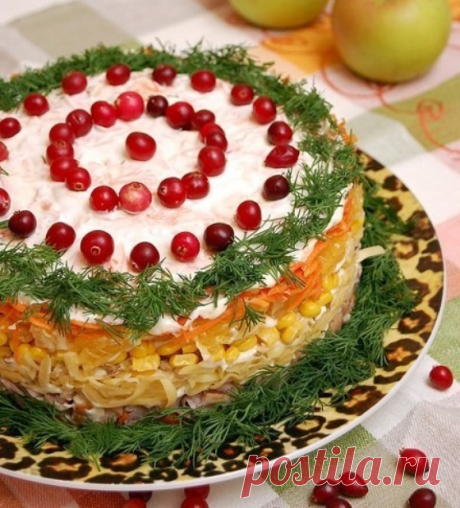 Салат &quot;Новогодний&quot; с кукурузой и корейской морковью - Кулинарный рецепт - Повар в доме